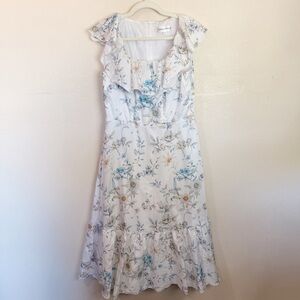 Cella & Flo Floral Midi Tiered Dress Size 8 Romantic